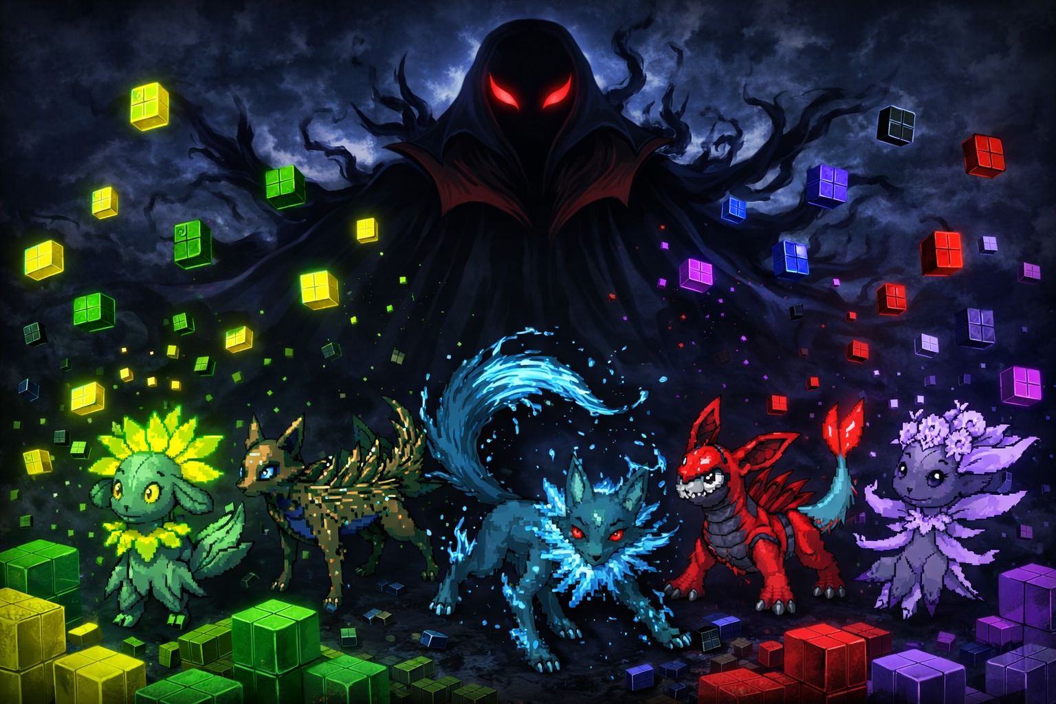 Pazzurumon creatures facing Noxys